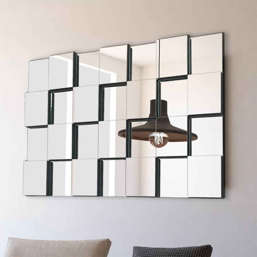 Espelho Decorativo 3D de Parede Liverpool – Design Moderno, Grande Formato e Efeito Geométrico Sofisticado
