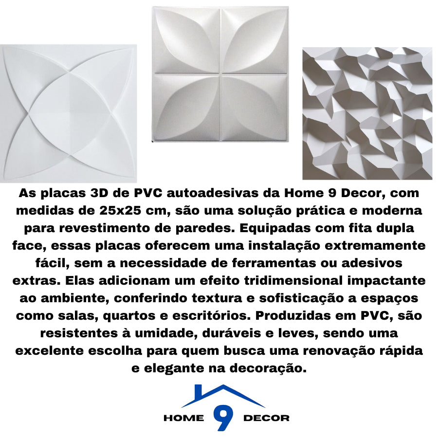 Kit com 100 Placas Decorativas 3D em PVC para Parede – Modelo 25cm | Design Moderno, Leve e de Fácil Instalação