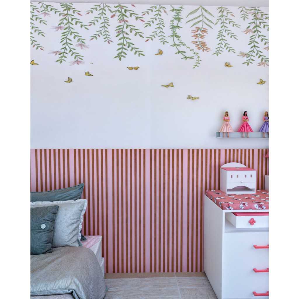 Kit com 30 Painéis Ripados Adesivos em MDF 45x11cm – Revestimento Decorativo para Parede com Instalação Fácil