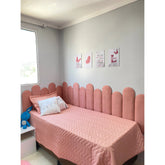 Cabeceira Estofada em L Modelo Nuvem 60x20cm – Kit Completo com Tiras para Cama Solteiro | Envio Imediato