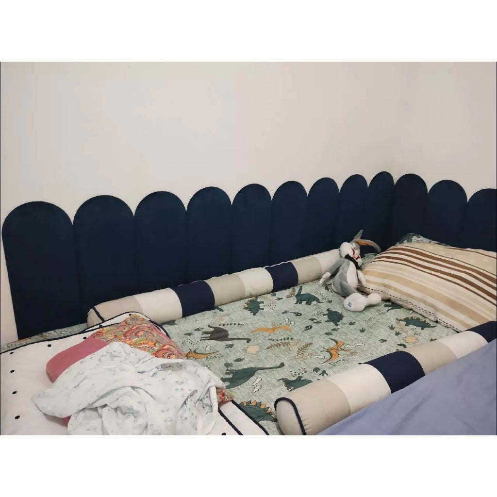 Cabeceira Estofada em L Modelo Nuvem 60x20cm – Kit Completo com Tiras para Cama Solteiro | Envio Imediato