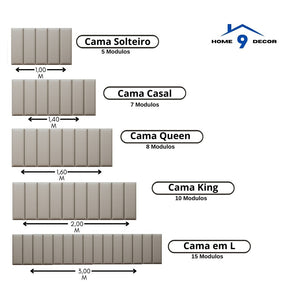 Cabeceira Estofada para Cama Box – Kit com 10 Unidades Retangulares 45x20cm | Envio Imediato e Design Sofisticado