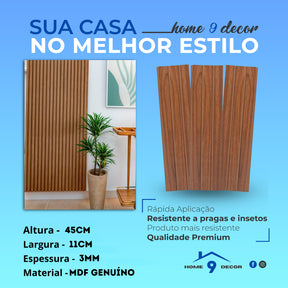 Kit com 20 Painéis Ripados Autocolantes 45x11cm – Revestimento Decorativo para Parede | Instalação Fácil e Visual Sofisticado
