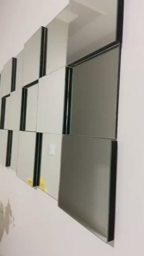 Espelho Decorativo 3D de Parede Liverpool – Design Moderno, Grande Formato e Efeito Geométrico Sofisticado